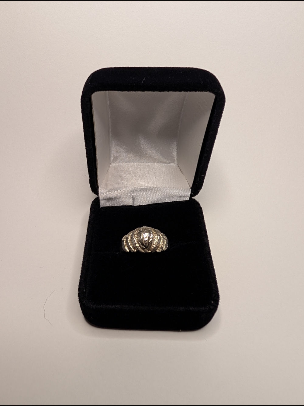 Ornate Silver Tone Dome Ring Size 7.25